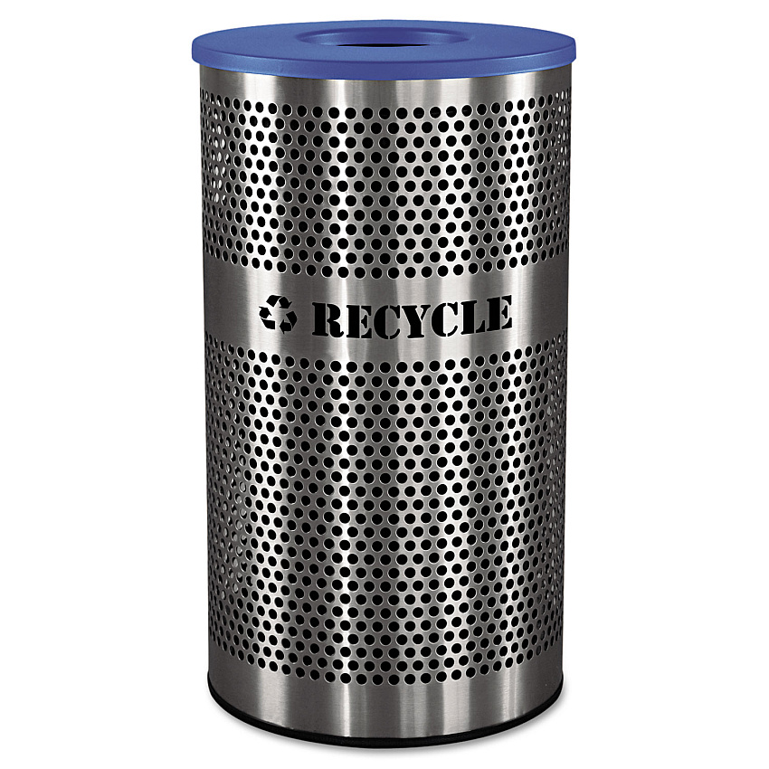 Ex-Cell Stainless Steel Recycle Receptacle, 33 gal, Stainless Steel (VCR33PERFS)