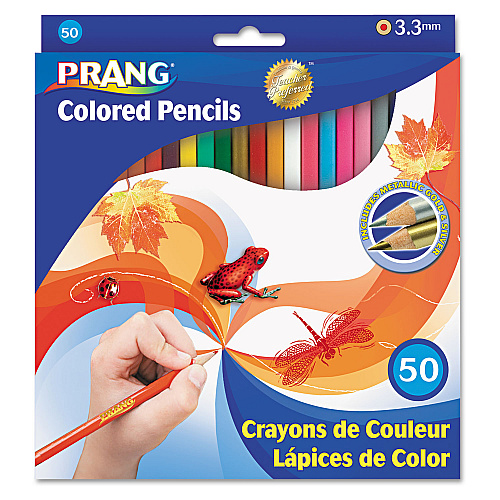 Prang Colored Pencil Sets, 3.3 mm, 2B (#1), Assorted Lead/Barrel Colors, 50/Pack (22480)