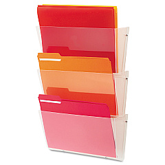 deflecto Unbreakable DocuPocket Wall File, 3 Sections, Letter Size, 14.5" x 3" x 6.5", Clear, 3/Pack (63601RT)