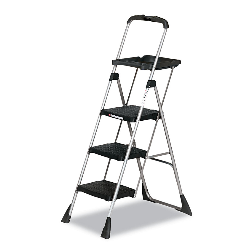 COSCO Max Work Platform, 55" Working Height, 225 lb Capacity, 3 Steps, Steel, Black (11880PBL1E)