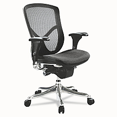 Alera EQ Series Ergonomic Multifunction Mid-Back Mesh Chair, Supports Up to 250 lb, Black Seat/Back, Aluminum Base (ALEEQA42ME10A)