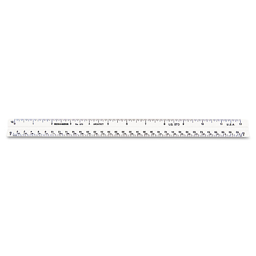 Chartpak Triangular Scale, Plastic, 12" Long, Architectural, White (3272BC)