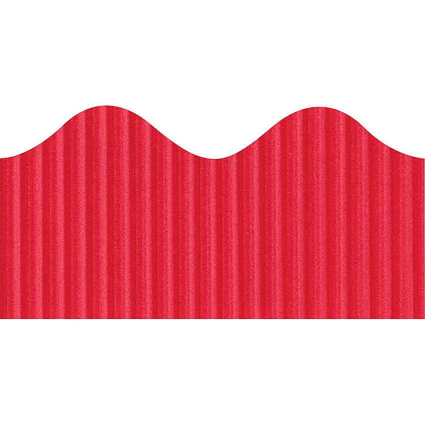 Bordette Decorative Border Rectangle with Scalloped Trim Shape - Pin-up - Flame - Fadeless - 4" Height x 2.25" Width x 600" Length - Dark Red - Paper - 1 Roll (37034)