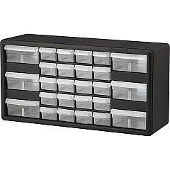 Akro-Mils 26-Drawer Stackable Cabinet 26 Compartment(s) - 10.34" Height x 20" Width x 6.37" Depth - Unbreakable, Stackable, Finger Grip - Black - Polymer, Plastic - 1 Each (10126)