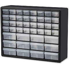 Akro-Mils 44-Drawer Stackable Storage Cabinets 44 Compartment(s) - 15.80" Height6.40" Depth x 20" Length - Unbreakable, Stackable, Finger Grip - Black - Polystyrene - 1 Each (10144)