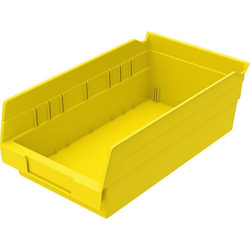 Akro-Mils Economical Storage Shelf Bins 4" Height x 6.60" Width x 11.60" Depth - Water Proof, Label Holder, Durable, Grease Resistant, Oil Resistant - Yellow - Polymer - 1 Each (30130Y)