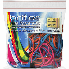 Alliance Rubber Brites File Bands Size: #117B - 7" Length x 0.1" Width - Reusable, Elastic, Stretchable, Latex-free, Freezer Safe, Microwave Safe, Durable - Pink, Blue, Orange - 50 / Pack (07800)
