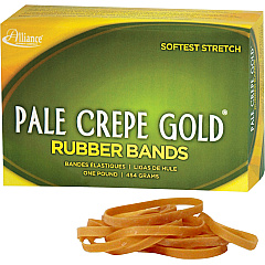 Alliance Rubber Pale Crepe Gold Rubber Bands Size: #18 - 3" Length x 0.1" Width - Stretchable, Durable, Reusable - Golden Crepe - 2205 / Box (20185)