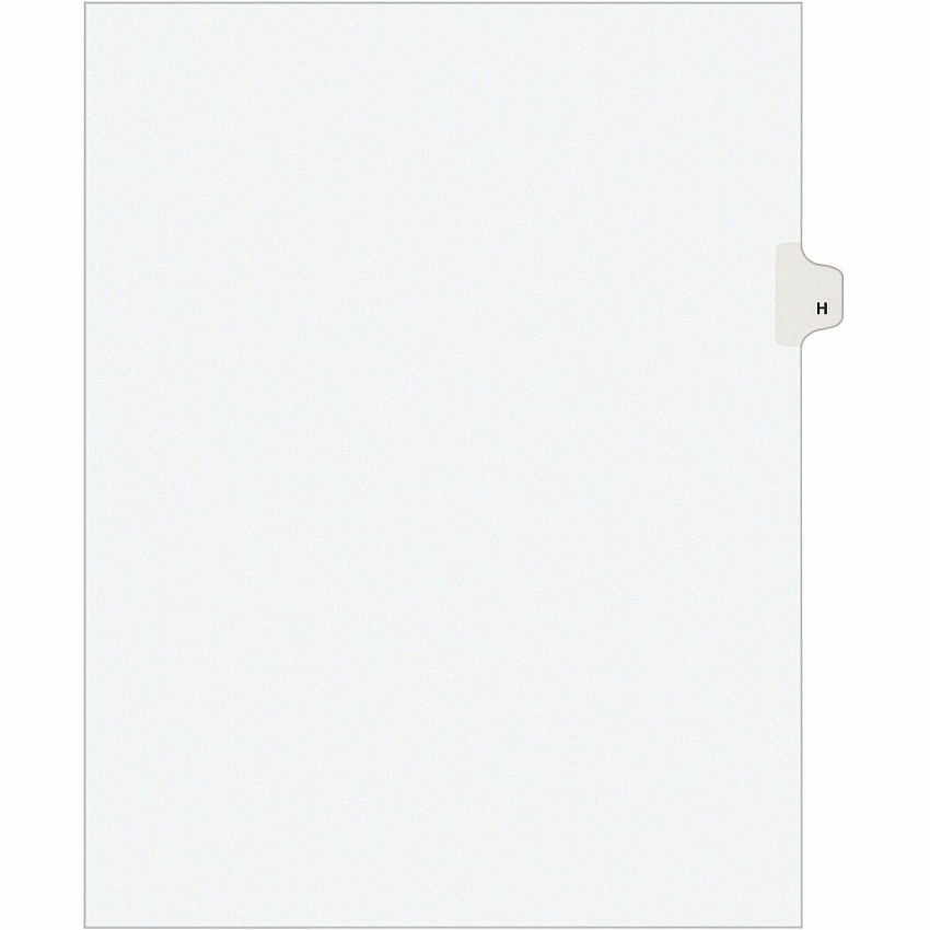 Avery&reg; Individual Legal Exhibit Dividers - Avery Style 25 x Divider(s) - Printed Tab(s) - Character - H - 1 Tab(s)/Set - 8.5" Divider Width x 11" Divider Length - Letter - White Paper Divider - White Tab(s) - 20% Recycled - Reinforced Tab, Rip (01408)