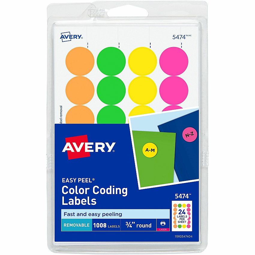 Avery Print or Write Color-Coding Labels (5474)