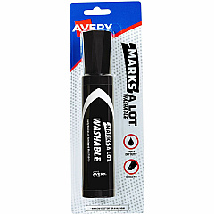 Avery Marks A Lot Avery&reg; Marks A Lot Marks A Lot Washable Marker, Jumbo, 1 Black Marker Washable - Black Ink - Water Based - Black Barrel - Home, School - 1 Each (24158)