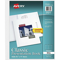 Avery&reg; White Presentation Book Letter - 8 1/2" x 11" Sheet Size - 24 Sheet Capacity - Pocket: Internal - Polypropylene - White - Non-stick, Spill-free, Durable - 1 Each (47671)