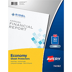 Avery&reg; Economy-Weight Sheet Protectors For Letter 8 1/2" x 11" Sheet - Clear - Polypropylene - 30 / Pack (74082)