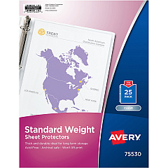 Avery&reg; Standard-Weight Sheet Protectors For Letter 8 1/2" x 11" Sheet - Clear - Polypropylene - 25 / Pack (75530)