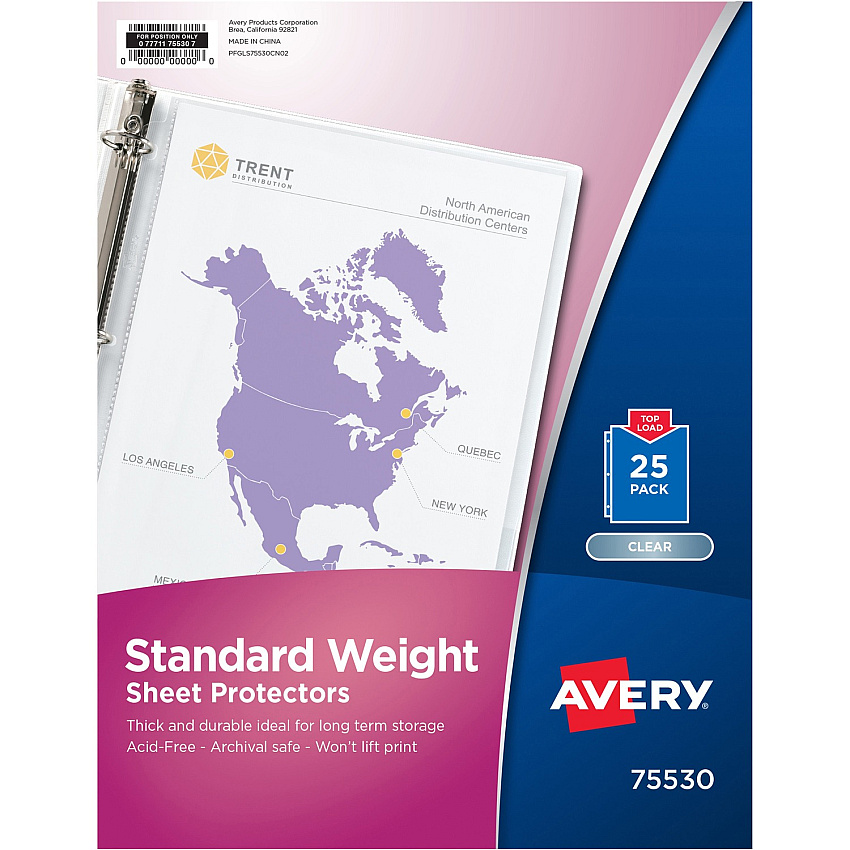 Avery&reg; Standard-Weight Sheet Protectors For Letter 8 1/2" x 11" Sheet - Clear - Polypropylene - 25 / Pack (75530)