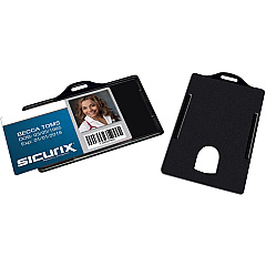 SICURIX Badge Holder Horizontal - Plastic - Black - 25 / Pack (68310)