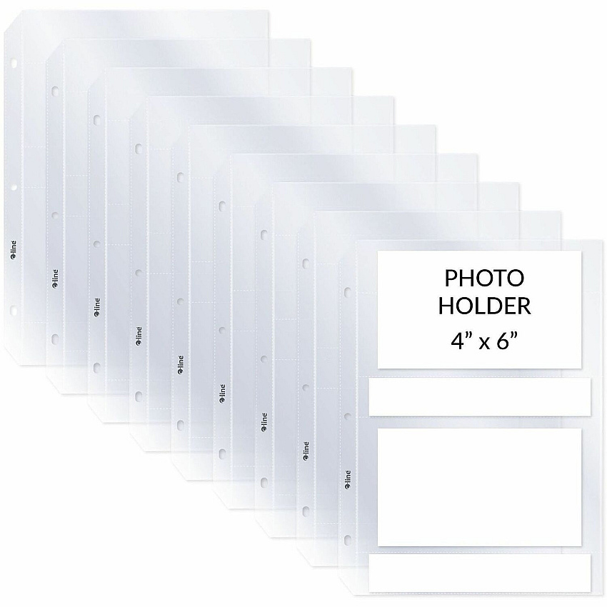 C-Line Ring Binder Photo Storage Pages 4 Capacity - 4" Width x 6" Length - 3-ring Binding - 50 / Box (52564)