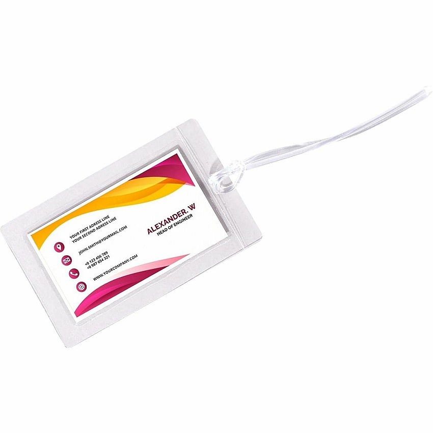 C-Line Cleer Adheer Custom Laminated Luggage Tags String Fastener - Clear - 10 / Pack (65107)