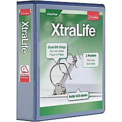 Cardinal® Xtralife ClearVue Locking Slant-D Binder 2" Binder Capacity - Letter - 8 1/2" x 11" Sheet Size - 540 Sheet Capacity - 2 1/2" Spine Width - 3 Ring - Fastener: D-Ring - Pocket: 2, Inside Front & Back - Polyolefin - Blue - 1.25 lb - Non (26322) Cardinal® Xtralife ClearVue Locking Slant-D Binder 2" Binder Capacity - Letter - 8 1/2" x 11" Sheet Size - 540 Sheet Capacity - 2 1/2" Spine Width - 3 Ring - Fastener: D-Ring - Pocket: 2, Inside Front & Back - Polyolefin - Blue - 1.25 lb - Non (26322)