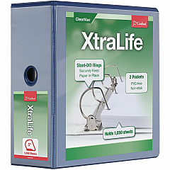 Cardinal® Xtralife ClearVue Locking Slant-D Binder 5" Binder Capacity - Letter - 8 1/2" x 11" Sheet Size - 1100 Sheet Capacity - 4 3/8" Spine Width - 3 Ring - Fastener: D-Ring - Pocket: 2, Inside Front & Back - Polyolefin - Blue - 2.25 lb - No (26352) Cardinal® Xtralife ClearVue Locking Slant-D Binder 5" Binder Capacity - Letter - 8 1/2" x 11" Sheet Size - 1100 Sheet Capacity - 4 3/8" Spine Width - 3 Ring - Fastener: D-Ring - Pocket: 2, Inside Front & Back - Polyolefin - Blue - 2.25 lb - No (26352)