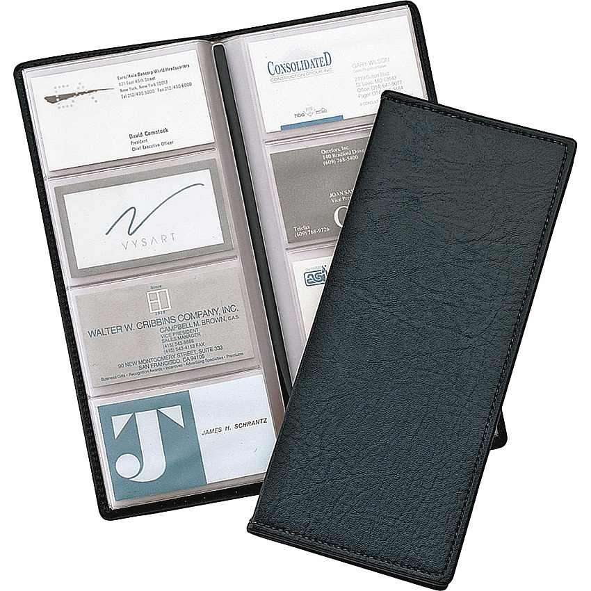 Cardinal&reg; Sewn 96 Card File 96 Capacity - 4.25" Width x 10.38" Length - Black Vinyl Cover - 1 Each (34422)