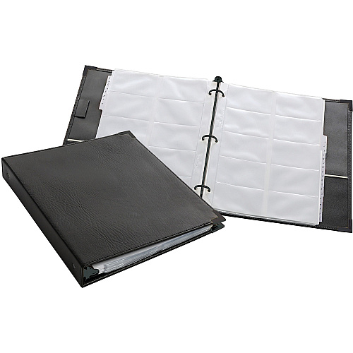 Cardinal&reg; Business Card Ring Binder 200 Capacity - 8.50" Width x 11" Length - 3-ring Binding - Refillable - Black Vinyl Cover - 1 Each (65361C20)