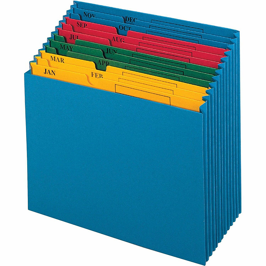 Pendaflex Recycled Expanding File 11" x 12" - 12 Pocket - Paper, Paper - Blue - Preprinted - 10% Recycled - 1 Each (20135)