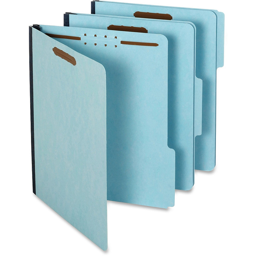 Pendaflex 1/3 Tab Cut Letter Recycled Classification Folder 8 1/2" x 11" - 200 Sheets Capacity - 1" Expansion - 2 Fastener - 2" for Folder - Top Tab Location - Assorted Tab Position - 25 pt. - Pressboard - Light Blue - 60% Recycled - 25 / Box (615F213BLU)