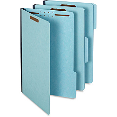 Pendaflex 1/3 Tab Cut Legal Recycled Classification Folder 8 1/2" x 14" - 1" Expansion - 2 Fastener - 2" for Folder - Top Tab Location - Assorted Tab Position - 25 pt. - Pressboard - Blue - Tyvek Tape Spine, Heavy Duty, Durable - 60% Recycled (616F213BLU)