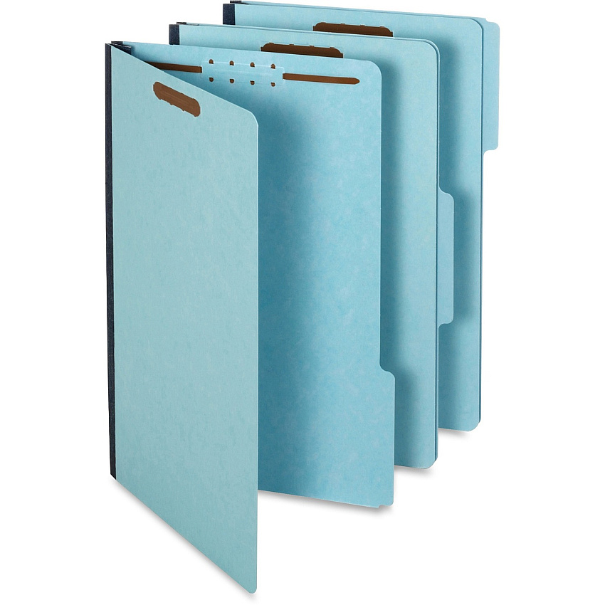 Pendaflex 1/3 Tab Cut Legal Recycled Classification Folder 8 1/2" x 14" - 1" Expansion - 2 Fastener - 2" for Folder - Top Tab Location - Assorted Tab Position - 25 pt. - Pressboard - Blue - Tyvek Tape Spine, Heavy Duty, Durable - 60% Recycled (616F213BLU)