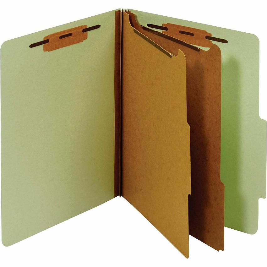 Pendaflex Letter Recycled Classification Folder 8 1/2" x 11" - 1" for Folder - 2 Divider - 25 pt. - Pressboard, Tyvek - Green - Reinforced, Tyvek Tape Spine - 30% Recycled - 1 Each (PU61GRE)