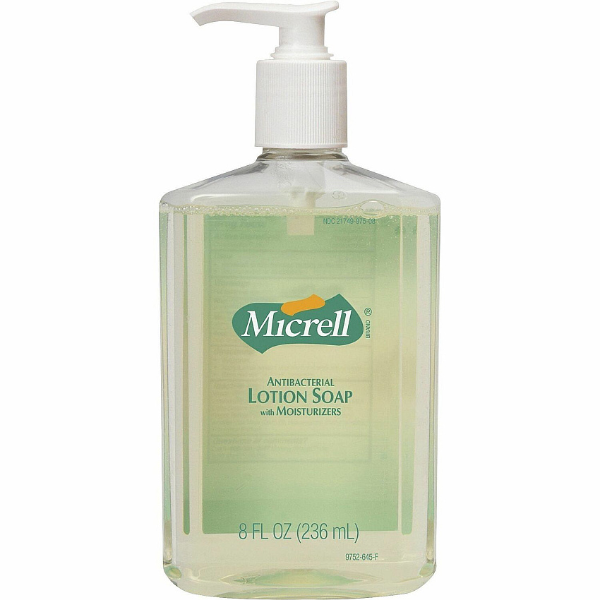 Micrell Antibacterial Lotion Soap Citrus Scent - 8 fl oz - Push Pump Dispenser - Kill Germs - Hand - Antibacterial - Anti-irritant, Bio-based - 1 Each (975212)