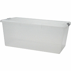 IRIS Clear Storage Boxes with Lids External Dimensions: 31.5" Width x 17.8" Depth x 13" Height - 22.75 gal - Stackable - Polypropylene - Clear - For Multipurpose - 4 / Carton (100201)