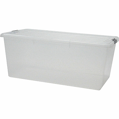 IRIS Clear Storage Boxes with Lids External Dimensions: 31.5" Width x 17.8" Depth x 13" Height - 22.75 gal - Stackable - Polypropylene - Clear - For Multipurpose - 4 / Carton (100201)
