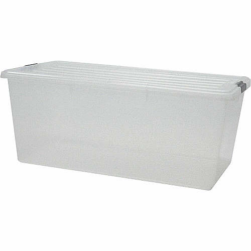 IRIS Clear Storage Boxes with Lids External Dimensions: 31.5" Width x 17.8" Depth x 13" Height - 22.75 gal - Stackable - Polypropylene - Clear - For Multipurpose - 4 / Carton (100201)