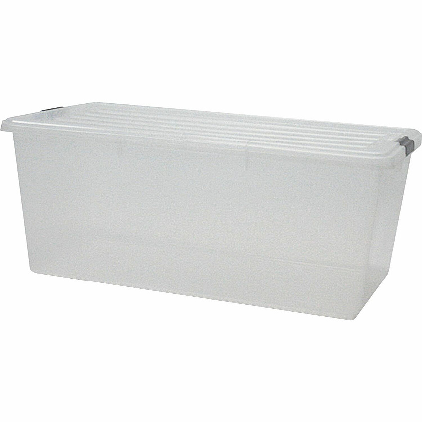 IRIS Clear Storage Boxes with Lids External Dimensions: 31.5" Width x 17.8" Depth x 13" Height - 22.75 gal - Stackable - Polypropylene - Clear - For Multipurpose - 4 / Carton (100201)