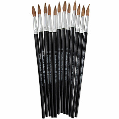 Charles Leonard Round Camel Hair Paint Brushes No. 10 - Wood Black Handle - Aluminum Ferrule - 1 Dozen (73510) Charles Leonard Round Camel Hair Paint Brushes No. 10 - Wood Black Handle - Aluminum Ferrule - 1 Dozen (73510)