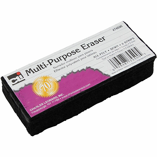 Charles Leonard Multi-Purpose Eraser 2" Width x 5" Length - Washable - Black - Felt - 1 Each (74500)