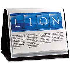 Lion Flip-N-Tell Display Easel Books Letter - 8 1/2" x 11" Sheet Size - 40 Sheet Capacity - Pocket: 20 - Horizontal Orientation - Polypropylene - Black - 1.50 lb - Recycled - Non-stick, Acid-free, Lightweight, Reinforced Sewn Edge, Hook & Loop Clo (39008)