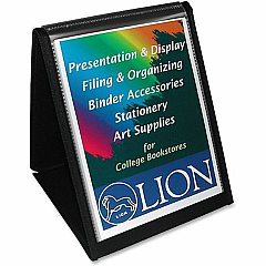 Lion Flip-N-Tell Display Easel Books Letter - 8 1/2" x 11" Sheet Size - 40 Sheet Capacity - Pocket: 20 - Vertical Orientation - Polypropylene - Black - 1.04 lb - Recycled - Non-stick, Acid-free, Lightweight, Reinforced Sewn Edge, Hook & Loop Closu (39009)
