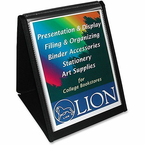 Lion Flip-N-Tell Display Easel Books Letter - 8 1/2" x 11" Sheet Size - 40 Sheet Capacity - Pocket: 20 - Vertical Orientation - Polypropylene - Black - 1.04 lb - Recycled - Non-stick, Acid-free, Lightweight, Reinforced Sewn Edge, Hook & Loop Closu (39009)