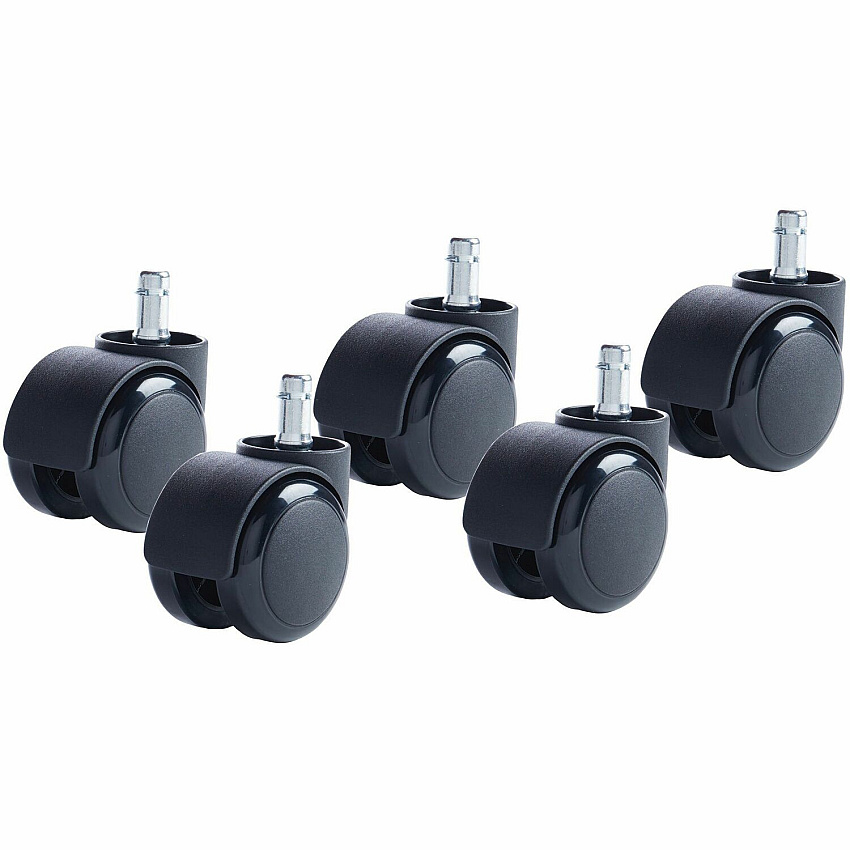 Master Caster Futura Chair Mat Casters 2.18" Diameter - 120 lb Load Capacity - Polyurethane - Matte Black - 5 / Set (94326)
