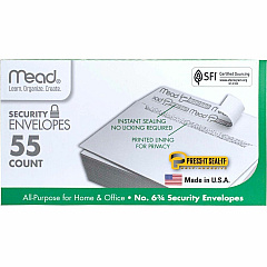 Mead Press-it No. 6 Security Envelopes Security - #6 3/4 - Peel & Seal - White - 1 Box (75030) Mead Press-it No. 6 Security Envelopes Security - #6 3/4 - Peel & Seal - White - 1 Box (75030)