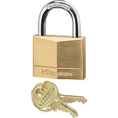 Master Lock Solid Brass Padlock Keyed Different - 0.25" Shackle Diameter - Rust Resistant - Brass - 1 Each (140D)