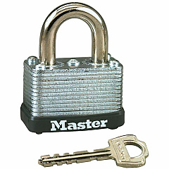 Master Lock Warded Padlock Keyed Different - 0.25" Shackle Diameter - Cut Resistant, Dirt Resistant - Laminated Steel - Silver - 1 Each (22D)