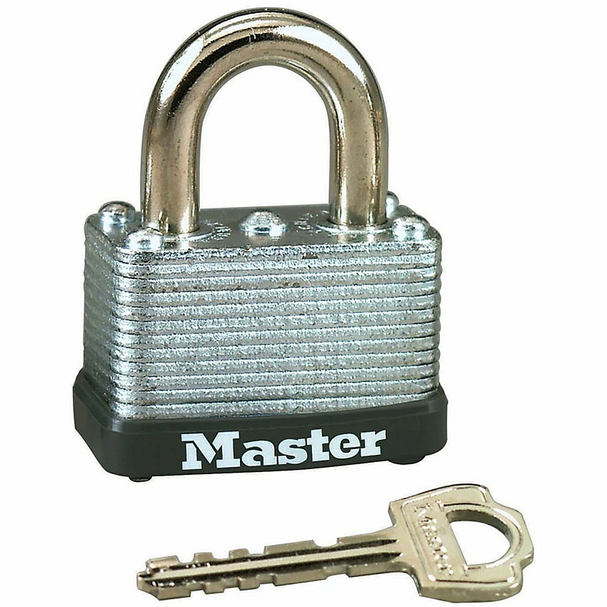 Master Lock Warded Padlock Keyed Different - 0.25" Shackle Diameter - Cut Resistant, Dirt Resistant - Laminated Steel - Silver - 1 Each (22D)