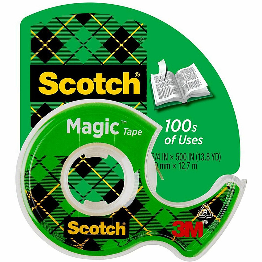 Scotch Dispensing Matte Finish Magic Tape 18.06 yd Length x 0.75" Width - 1" Core - Clear - Permanent Adhesive Backing - Dispenser Included - Handheld Dispenser - Split Resistant, Tear Resistant - For Mending, Splicing - 1 Roll (122)