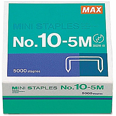 MAX HD-10DF Mini Staples Heavy Duty - 3/16" Leg - 5/16" Crown - Holds 20 Sheet(s) - for Paper - Silver - 0.2" Height x 0.4" Width - 100 Per Strip - 5000 / Box (105M) MAX HD-10DF Mini Staples Heavy Duty - 3/16" Leg - 5/16" Crown - Holds 20 Sheet(s) - for Paper - Silver - 0.2" Height x 0.4" Width - 100 Per Strip - 5000 / Box (105M)