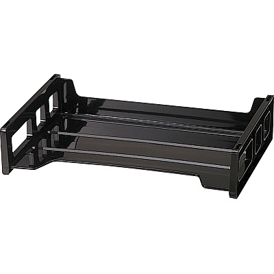 Officemate Side-Loading Desk Tray 2.75" Height x 13.18" Width x 9" Depth - Desktop - Stackable, Durable, Non-stick, Portable, Carrying Handle - Black - 1 Each (21002)