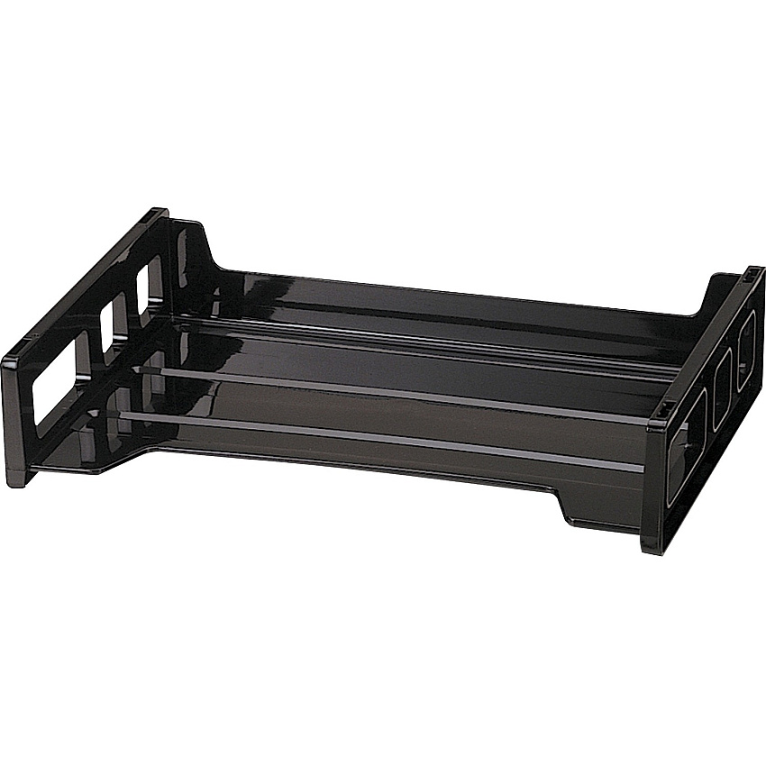 Officemate Side-Loading Desk Tray 2.75" Height x 13.18" Width x 9" Depth - Desktop - Stackable, Durable, Non-stick, Portable, Carrying Handle - Black - 1 Each (21002)